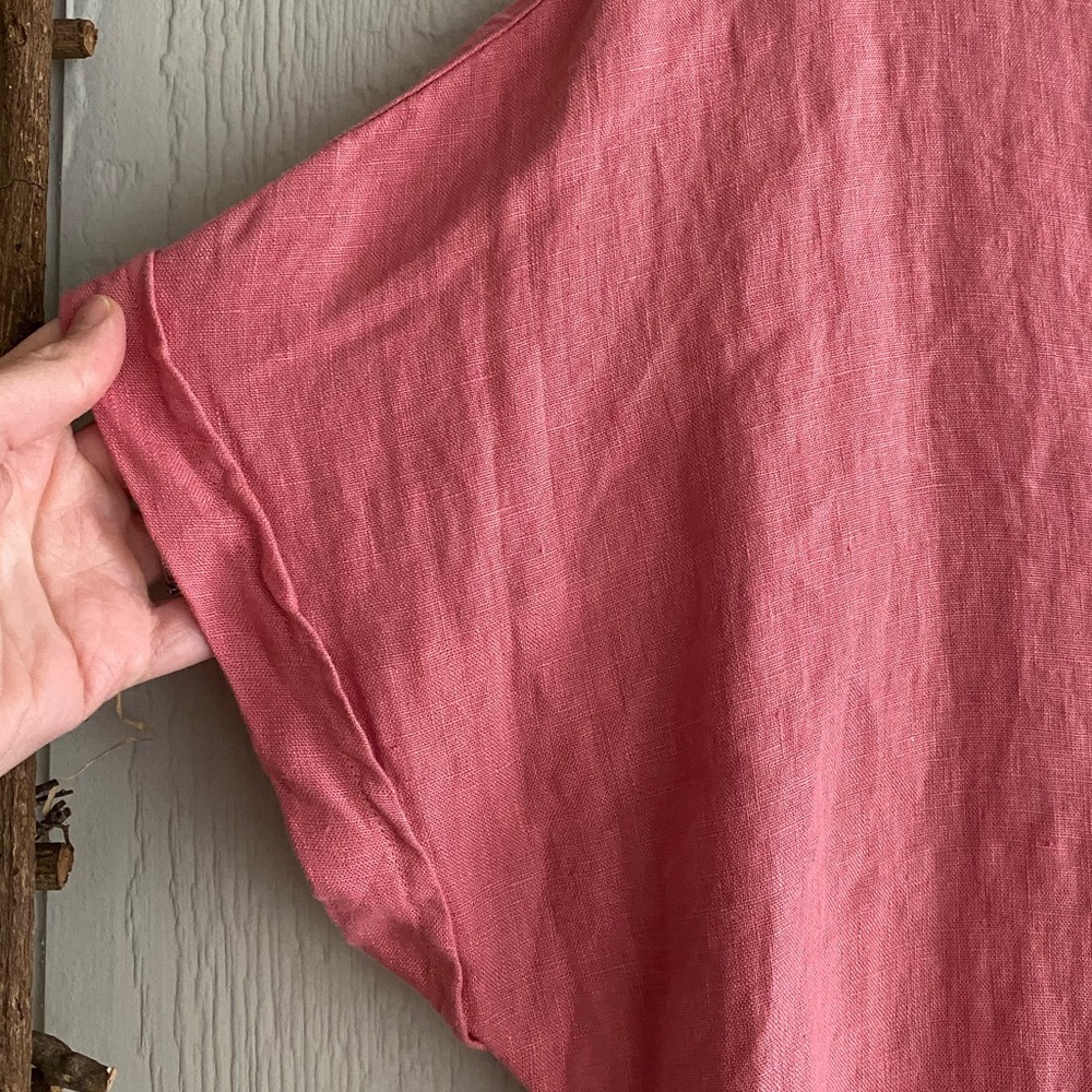 Frank&Eileen Grayson Pink 100% Linen The Artist Short Sleeve Full Length Dress L - Picture 10 of 14